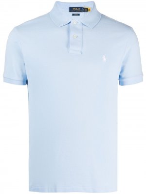 Рубашка поло с вышитым логотипом и короткими рукавами Polo Ralph Lauren. Цвет: синий