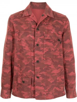 Двусторонняя куртка-рубашка с камуфляжным принтом PS Paul Smith. Цвет: красный