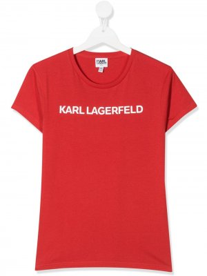 Футболка с логотипом Karl Lagerfeld Kids. Цвет: красный