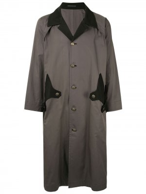 Пальто в двух тонах Yohji Yamamoto. Цвет: черный