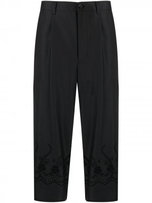 Укороченные брюки с английской вышивкой Comme Des Garçons Tricot. Цвет: черный
