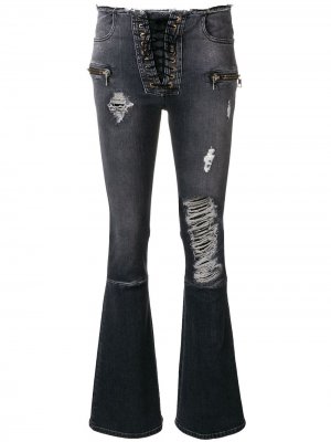 Расклешенные джинсы с прорезями UNRAVEL PROJECT. Цвет: серый