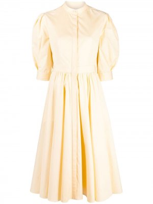 Расклешенное платье миди с бантом Alexander McQueen. Цвет: желтый