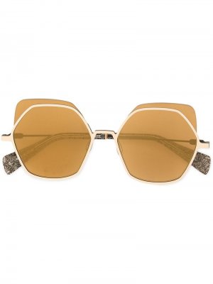 Солнцезащитные очки в массивной оправе Yohji Yamamoto. Цвет: золотистый