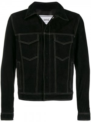 Куртка с контрастной строчкой AMI Paris. Цвет: черный