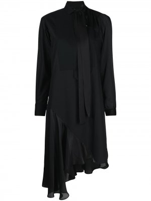 Платье-рубашка асимметричного кроя со вставками Sacai. Цвет: черный
