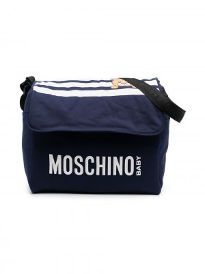 Пеленальная сумка Teddy Bear с логотипом Moschino Kids. Цвет: синий