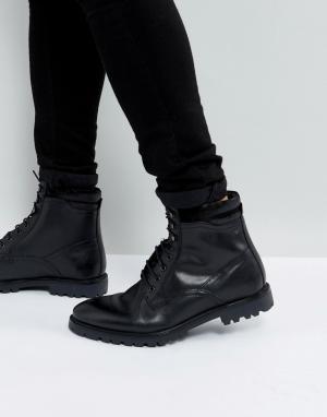 Черные кожаные ботинки на шнуровке  York Base London. Цвет: черный