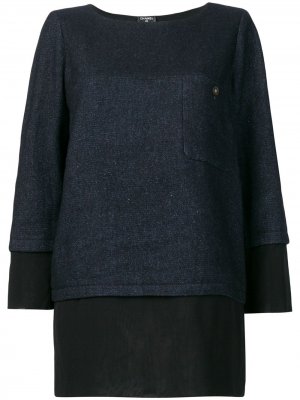 Многослойная блузка прямого кроя Chanel Pre-Owned. Цвет: синий