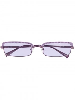 Солнцезащитные очки в прямоугольной оправе с кристаллами Linda Farrow. Цвет: фиолетовый