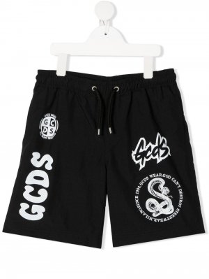 Плавки-шорты с логотипом Gcds Kids. Цвет: черный