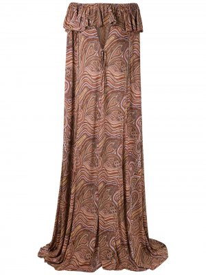 Платье-кейп с открытыми плечами Amir Slama. Цвет: нейтральные цвета