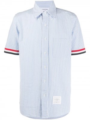 Полосатая рубашка с короткими рукавами Thom Browne. Цвет: синий