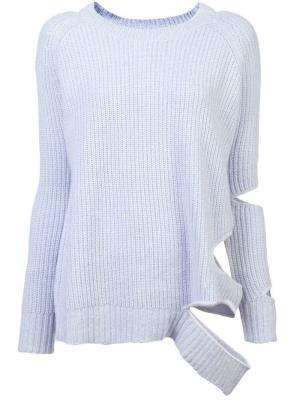 Трикотажный свитер с вырезом Zoe Jordan. Цвет: синий