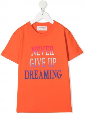 Футболка Never Give Up Alberta Ferretti Kids. Цвет: оранжевый