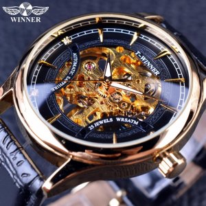 Fashion Trend Мужские механические часы со скелетом с ручным управлением WINNER