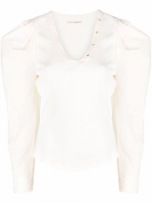 Блузка с U-образным вырезом и пышными рукавами Ulla Johnson. Цвет: белый
