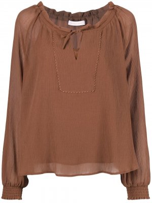 Блузка с пышными рукавами и завязками See by Chloé. Цвет: коричневый