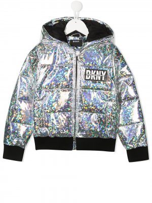 Непромокаемая куртка с переливчатым эффектом Dkny Kids. Цвет: серебристый