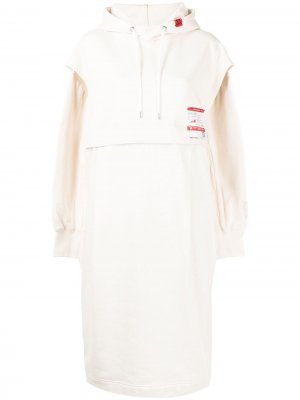 Платье миди с капюшоном Maison Mihara Yasuhiro. Цвет: белый