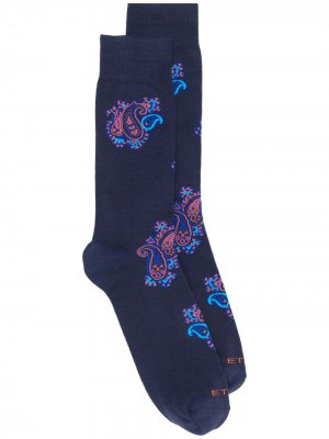 Жаккардовые носки с узором пейсли Etro. Цвет: синий