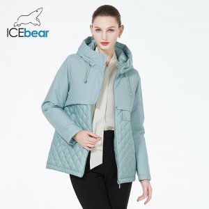 Новинка 2023 года, женские повседневные короткие куртки с капюшоном, ветрозащитная женская осенняя парка, тонкое стеганое пальто длинными рукавами GWC3570I ICEbear
