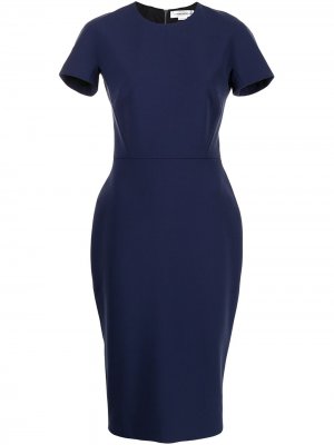 Приталенное платье миди с короткими рукавами Victoria Beckham. Цвет: синий