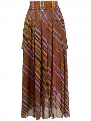 Полупрозрачная юбка 2002-го года в полоску pre-owned Christian Dior. Цвет: коричневый