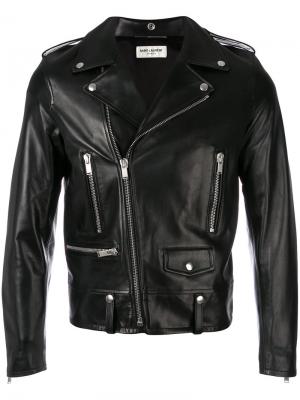 Байкерская куртка на молнии Saint Laurent. Цвет: черный
