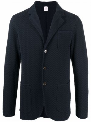 Однобортный пиджак с узором зигзаг Eleventy. Цвет: синий