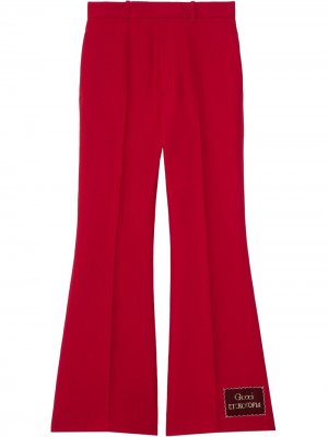Расклешенные брюки с нашивкой  Eterotopia Gucci. Цвет: красный