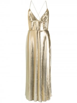 Коктейльное платье с плиссировкой Valentino. Цвет: золотистый