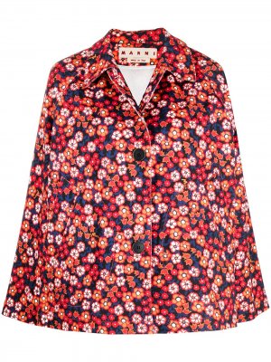 Куртка-рубашка с цветочным принтом Marni. Цвет: черный