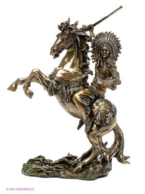 Статуэтка Индеец на коне Veronese. Цвет: темно-серый, золотистый
