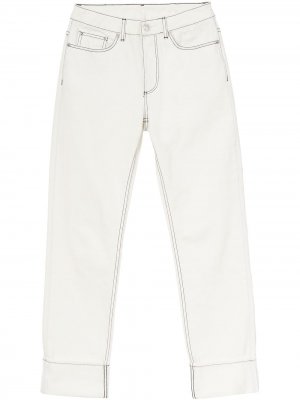 Прямые джинсы с контрастной строчкой Burberry. Цвет: белый