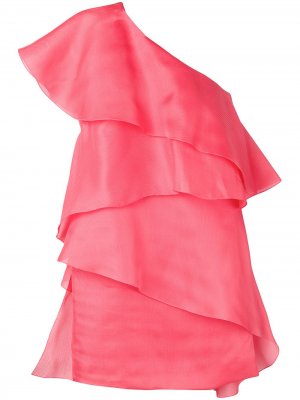 Платье на одном плече с драпировками LANVIN. Цвет: розовый