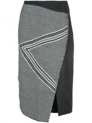 Асимметричная юбка с геометрическим узором VOZ. Цвет: серый