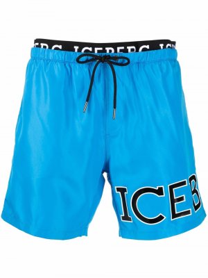 Плавки-шорты с логотипом Iceberg. Цвет: синий