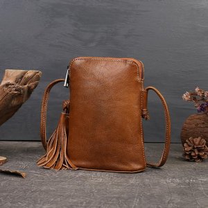 Женские сумки на плечо из натуральной кожи, винтажный дизайн, сумка через с кисточками, модные мягкие сумки-мессенджеры молнии для телефона GZW Baellerry