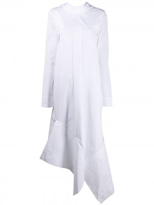Длинное платье-рубашка асимметричного кроя Jil Sander. Цвет: белый
