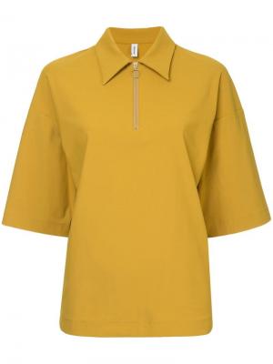 Блузка с воротником на молнии 08Sircus. Цвет: желтый