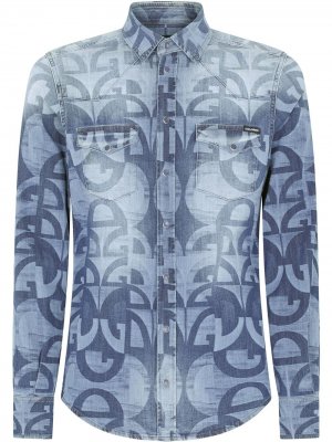 Джинсовая рубашка с логотипом Dolce & Gabbana. Цвет: синий