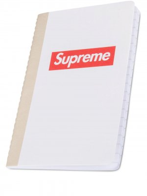 Записная книжка с логотипом Supreme. Цвет: белый