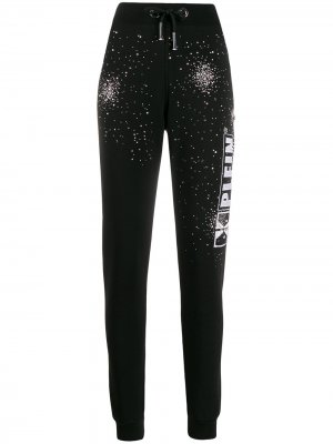 Спортивные брюки с логотипом и кристаллами Philipp Plein. Цвет: черный
