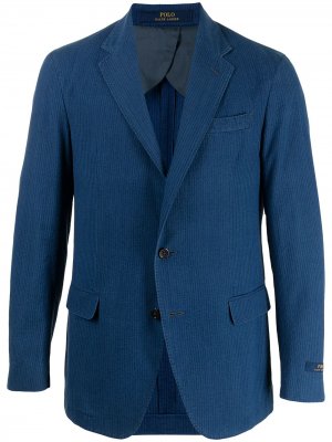 Однобортный пиджак из сирсакера Polo Ralph Lauren. Цвет: синий