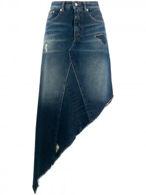 Джинсовая юбка асимметричного кроя MM6 Maison Margiela. Цвет: синий