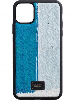 Чехол для телефона с тиснением под кожу змеи Dolce & Gabbana. Цвет: синий