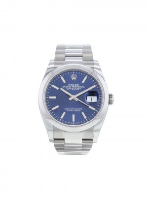 Наручные часы Datejust pre-owned 36 мм 2020-го года Rolex. Цвет: синий