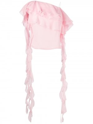 Драпированная блузка с открытыми плечами Blumarine. Цвет: розовый