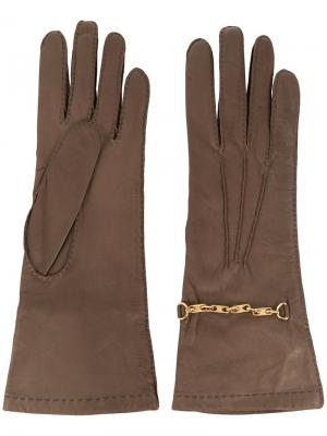 Классические перчатки Céline Vintage. Цвет: коричневый